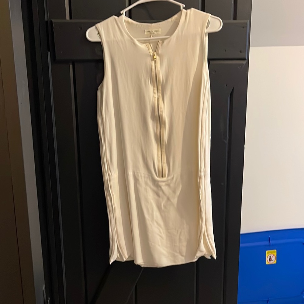 Rag and bone cream zipper short dress with pockets size 0